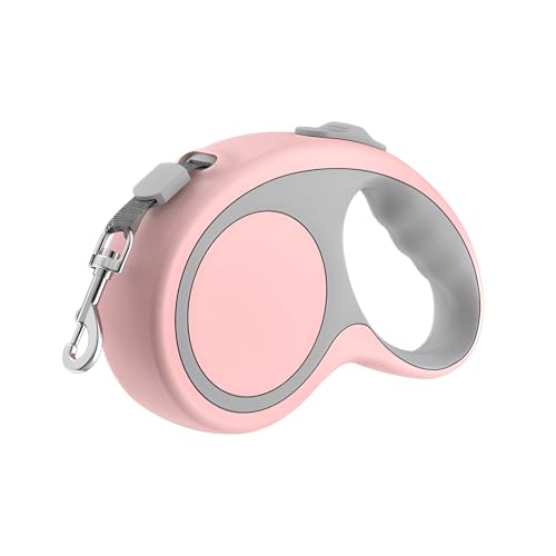 Retractable Dog Leash Pink, Auto Adjustable Extendable Dog Lead Durable And Tangle Free Nylon Tape For Small Medium Pet Dogs Cats Walking, 16FT/5m - color: Pink, size: Medium (16.4 ft)