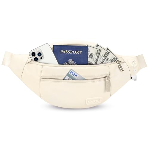 MAXTOP Large Crossbody Fanny Pack with 4-Zipper Pockets,Gifts for Enjoy Sports Festival Workout Traveling Running Casual Hands-Free Wallets Waist Pack Phone Bag Carrying All Phones - color: Apricot, size: Large, style: Large Fanny Pack(4 Zipper Pockets)