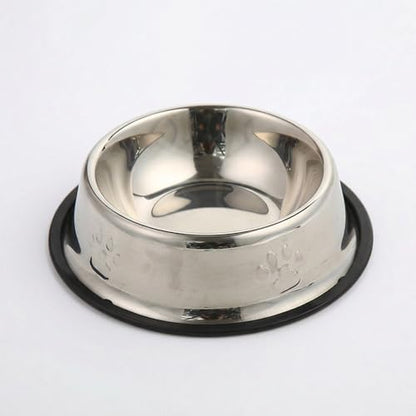 Dog Bowls, 18cm Rust-Proof Stainless Steel Dog Bowls with Non-Slip Rubber Base, Anti-Tip Metal Water Dish and Durable Mirror Polished Pet Feeding Bowl for Small Medium Puppies and Cats Meal Time