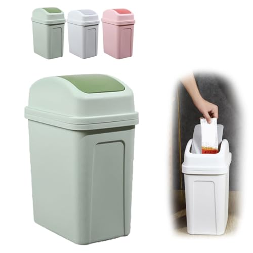 Bathroom Trash Can with Lid ,5.5 Gallons, Plastic Garbage Can with Lid, Waste Basket,trash Bin,garbage Bin ,dog Proof Trash Can for Office, Bathroom, Kitchen, Living Room, Bedroom, Outdoor, Dorm - color: Green