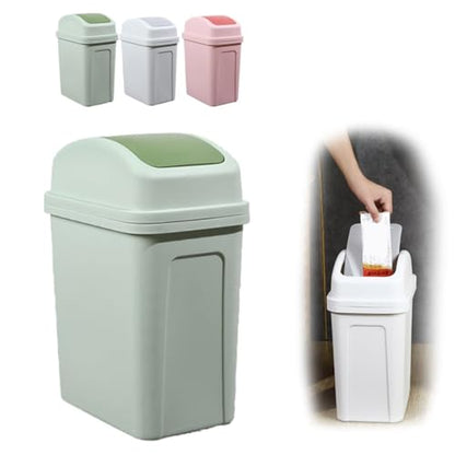 Bathroom Trash Can with Lid ,5.5 Gallons, Plastic Garbage Can with Lid, Waste Basket,trash Bin,garbage Bin ,dog Proof Trash Can for Office, Bathroom, Kitchen, Living Room, Bedroom, Outdoor, Dorm - color: Green