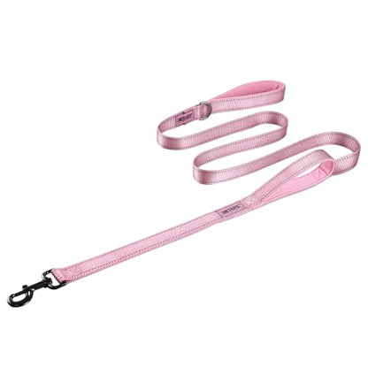OneTigris Handled No-Pull Dog Walking Leash Long Traffic Leads for Medium to Large Dogs (Pink, 6FT) - color: Pink, size: 6FT