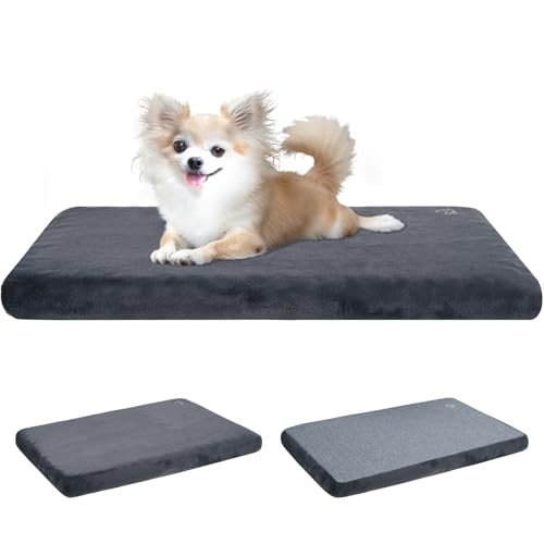EMPSIGN Stylish Dog Bed Mat Dog Crate Pad Mattress Reversible (Cool & Warm), Water Proof Linings, Removable Machine Washable Cover, Firm Support Pet Crate Bed for Small to XX-Large Dogs, Grey - color: Grey, size: S(23"*16"*3")