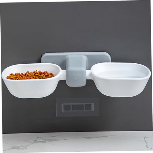 Yardwe Wall Mounted Dual Bowl Pet Feeder for Food and Water Creative Hanging Cat Feeding Station Pet Food Container for Cats Dogs and Rabbits Easy to Install