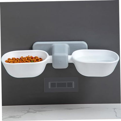 Yardwe Wall Mounted Dual Bowl Pet Feeder for Food and Water Creative Hanging Cat Feeding Station Pet Food Container for Cats Dogs and Rabbits Easy to Install
