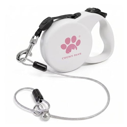 Chew Proof Retractable Dog Leash for Medium Dogs up to 44lbs, 16ft Heavy Duty Dog Lead with Anti-Chewing Steel Wire Rope, Tangle-Free, One-Hand Brake & Lock, White M - color: White, size: Medium