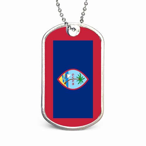 US States Flags Dog Tag Necklace, Custom Military ID Tags, Personalized Laser Engraved or Embossed Stainless Steel - style: Guam Flag