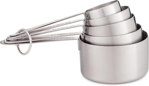 husMait 10-Piece Stainless Steel Measuring Cups and Spoons Set - Heavy Duty Metal Liquid & Dry Measuring Tools with Engraved Imperial & Metric Markings - Stackable, Rust-Resistant, Dishwasher Safe - color: Measuring Cups & Spoons Set
