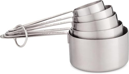 husMait 10-Piece Stainless Steel Measuring Cups and Spoons Set - Heavy Duty Metal Liquid & Dry Measuring Tools with Engraved Imperial & Metric Markings - Stackable, Rust-Resistant, Dishwasher Safe - color: Measuring Cups & Spoons Set
