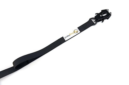 6ft Black Dual Handle Silicone Tactical Dog Leash for Medium, Large, Giant, Police Breeds | Quick Release Swivel Clip Carabiner | Coated Nylon Heavy Duty | Strong Puller | Training Leashes - color: Black