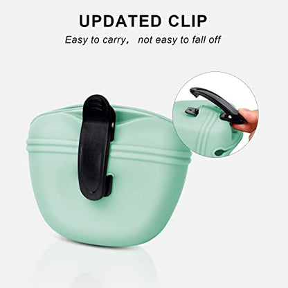 Left&Right Dog Clicker Training Kit,Silicone Dog Training Treat Pouch and Dog Clickers,Dog Treat Bag with Clicker Training for Dogs,Pet Treat Bag with Magnetic Buckle Closing and Waist Clip,Egg Green - color: Egg Green