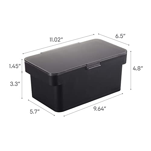 YAMAZAKI Home Tower Airtight Pet Food Storage Container - Cat And Dog Food Holder Bin With Transparent Lid And Handle - Small - Polypropylene - 0.8 Gallons, 3 Liters - color: Black, size: Small