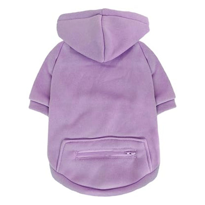 Jecikelon Dog Hoodies for Small Dogs with Zipper Pocket, Soft Fleece Puppy Clothes with Rope Hat, Warm Winter Outfits Cold Weather Coats, Cute Sweatshirt Chihuahua Costume (Purple, X-Small) - color: Purple, size: X-Small