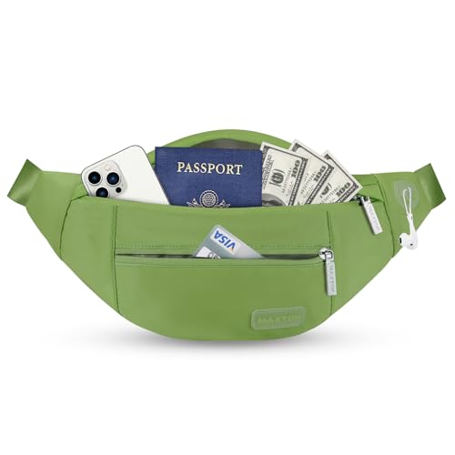 MAXTOP Large Crossbody Fanny Pack with 4-Zipper Pockets,Gifts for Enjoy Sports Festival Workout Traveling Running Casual Hands-Free Wallets Waist Pack Phone Bag Carrying All Phones - color: Khaki Green, size: Large, style: Large Fanny Pack(4 Zipper Pocket