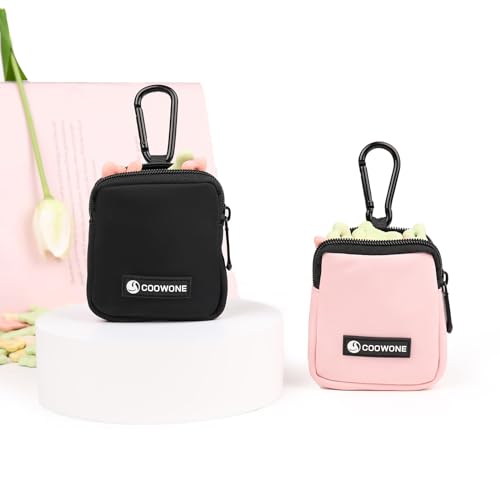 Dog Treat Pouch 2 Pack, Waterproof, Zipper Closure, Hands Free, Black+Pink - color: Black+Pink
