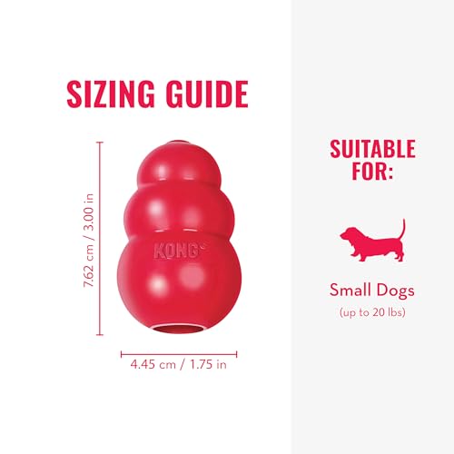 KONG Classic Stuffable Dog Toy - Fetch & Chew Toy for Dogs - Treat-Filling Capabilities & Erratic Bounce for Extended Play Time - Durable Natural Rubber Material - for Small Dogs - size: Small (Pack of 1)