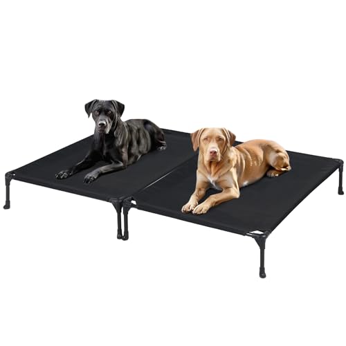 Veehoo 2 Pack Raised Dog Bed, Cooling Elevated Dog Bed, Portable Pet Cot with Washable & Breathable Mesh, No-Slip Feet, Durable Dogs Cots Beds for Large Dogs, 42" x 30", Black, CWC1803-L - color: 2Packs- Black, size: 42.0"L x 30.0"W x 7.0"Th