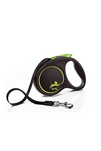 Flexi Black Design Tape Green Large 5m Retractable Dog Leash/Lead for Dogs up to 50kgs/110lbs - size: Large (5m)