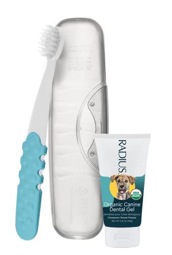 RADIUS USDA Organic Dental Solutions Puppy Kit 2 Units, Kit Includes 1 Dog Toothbrush & 1 0.8oz Toothpaste, Ultra Soft Bristle & Non Toxic Toothpaste for Dogs, Designed to Clean Teeth, Xylitol Free - style: Puppy - Pack of 2