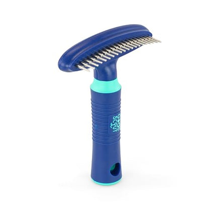 Good Scout Pet Hair Rake with Single Row Rotating Pins, Best Deshedding Tool for Dogs & Cats, Gentle, Safe & Effective Grooming Tool for Short or Long Haired Animals - style: Rake w/ Rounded Teeth