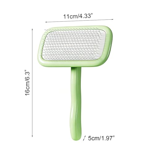 Pet Groomer Pin Brush, Professional Dog Wahing Brush Self Cleaning Slicker Comb for Cats & Dogs - color: Large Green, size: 6.5*4.72*1.97in