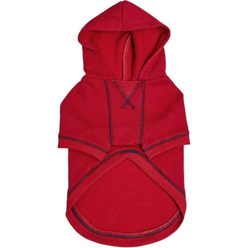 Blueberry Pet Essentials Hoodie – 12″ Soft French Terry Sweatshirt with Hood, Red, Award‑Winning Small‑Dog Jersey - color: Dog Hoodie - Red, size: 12 inch (Pack of 1)