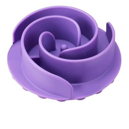 Slow Feeder Dog Bowls Insert, Bestalk Soft Silicone Slow Eating Feeder Insert with Suction Cups for Small, Medium and Large Dogs, Fit into Basic and Elevated Bowls - color: Purple, size: S