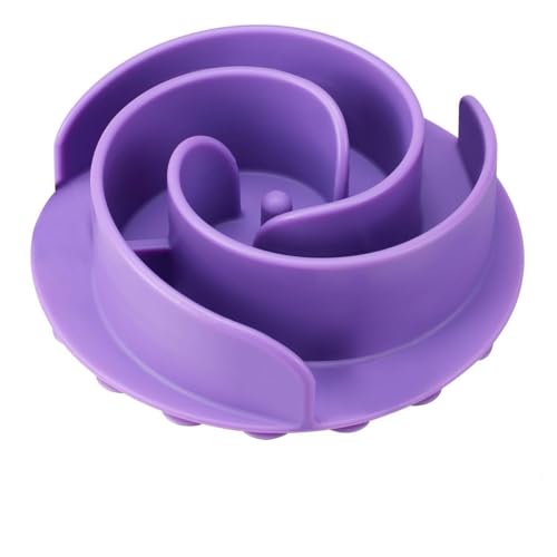 Slow Feeder Dog Bowls Insert, Bestalk Soft Silicone Slow Eating Feeder Insert with Suction Cups for Small, Medium and Large Dogs, Fit into Basic and Elevated Bowls - color: Purple, size: M
