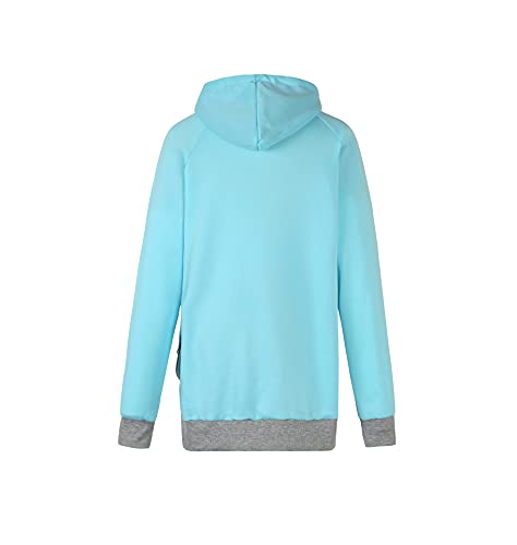 Pet Pouch Hoodie Long Sleeve Fleece Kitten Puppy Holder Carrier Sweatshirt for Women - color: Light Blue, size: Large