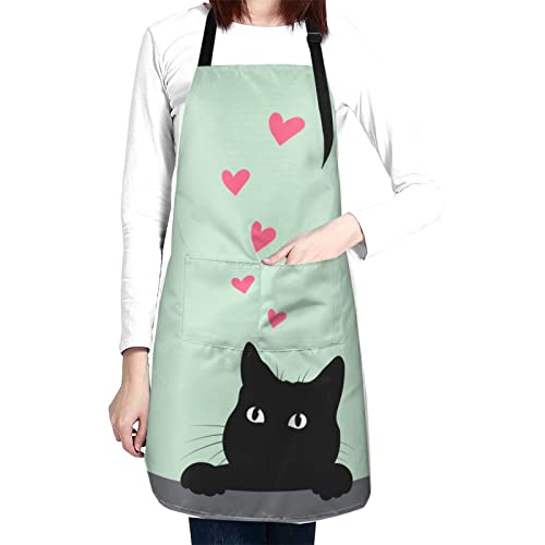Perinsto Dog Cat Pets Cute Animals Waterproof Apron Bibs for Grooming Kitchen Cooking Baking Painting Gardening - color: Funny Cat (Love)