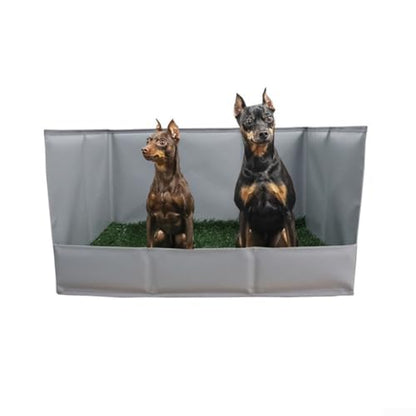 Foldable Dog Grass Pad with Tray, High Walls Pee Potty Trainer Large Medium Small Dogs, Portable Artificial Turf Mat, Control, Gray(Gray S) - size: Gray S