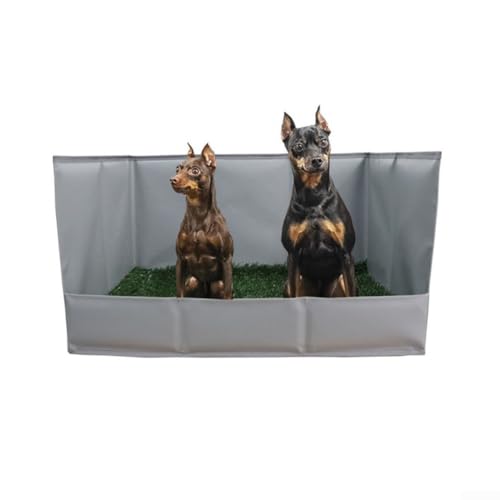 Foldable Dog Grass Pad with Tray, High Walls Pee Potty Trainer Large Medium Small Dogs, Portable Artificial Turf Mat, Control, Gray(Gray S) - size: Gray S
