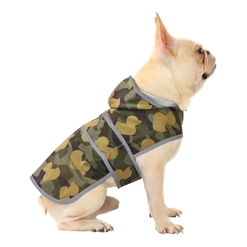 Dog Raincoat for Medium Dogs Waterproof Jacket Hooded Rain Coats with Reflective Strips Leash Hole & Poncho Adjustable Fit (CamoDuck,M) - color: Camo Ducks, size: Medium