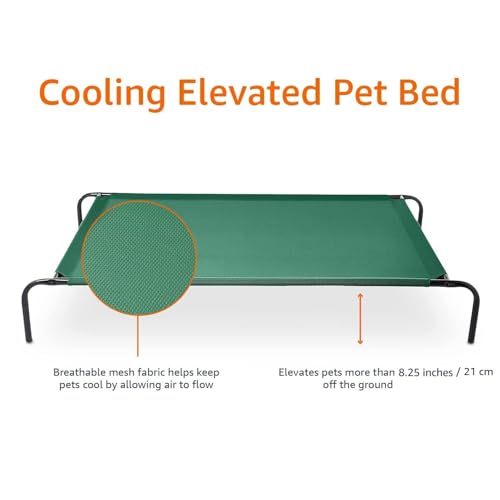 Amazon Basics Cooling Breathable Elevated Dog Bed with Durable Metal Frame for Large Dogs, X-Large, 60 x 37 x 9 Inch, Green, Easy to Clean - color: Green, size: X-Large