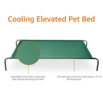 Amazon Basics Cooling Breathable Elevated Dog Bed with Durable Metal Frame for Large Dogs, X-Large, 60 x 37 x 9 Inch, Green, Easy to Clean - color: Green, size: X-Large
