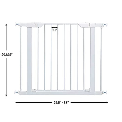 Midwest 29" Steel Walk-Thru Dog Gate, White | Pressure Mounted, Expands 29.5"- 38" Wide, Auto-Close Door, Spring-Loaded Latch, Includes Two 3" Extensions - color: White, size: 29-Inch