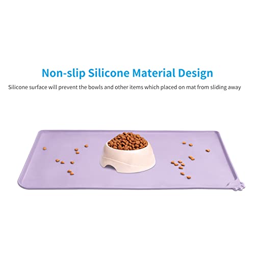 AUDWUD Silicone Waterproof Pet Feeding Mats,Anti Slip Bowl Pad,Dog Mat for Food and Water - color: Hibiscus, size: 21" x 15"