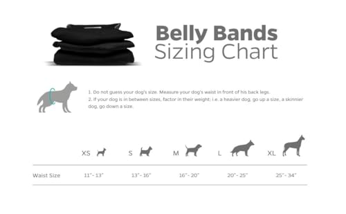 Pet Parents Washable Belly Band Male Dog Diapers, Dog Wraps and EXTENDRS, Black, X-Small: 1 - color: Black, size: X-Small (11-13")