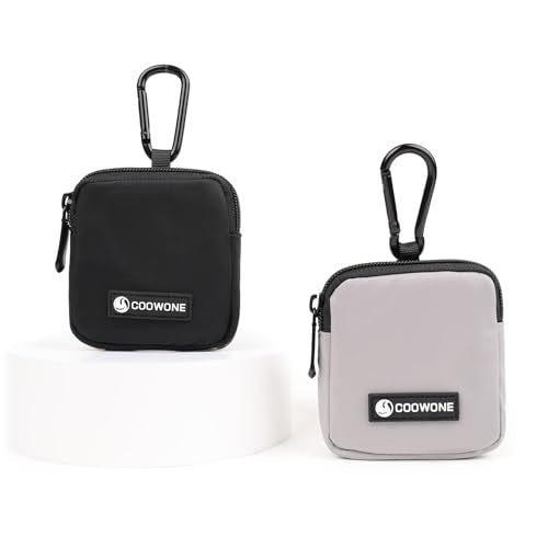2 PCS Waterproof Small Dog Treat Bag for Leash, Hands Free Dog Walking Bag with Carabiner, Dog Poop Bag Holder for Pet Puppy Travel or Outdoor Use, Zipper Closure to Avoid Spilling - color: Black+Grey