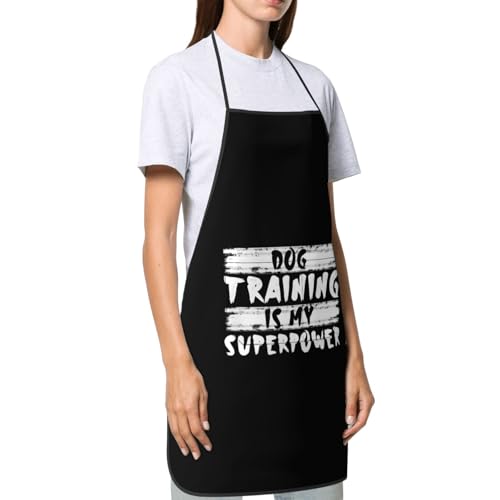 Dog Training is My Superpower Apron for cooking with Pockets Women Men Kitchen Chef Funny Aprons