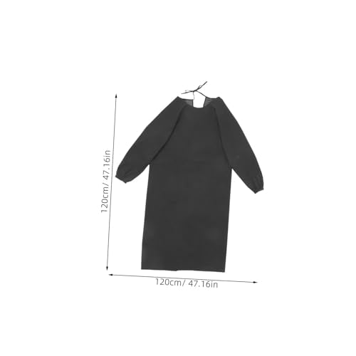 HOMSFOU Waterproof Apron with Long Sleeves Oilproof and Easy to Maintain Smock for Dishwashing Kitchen Work - color: Black