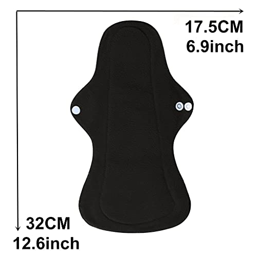 6pcs Resuable Incontinence Pads Resuable Waterproof Resuable Menstrual Pad Sets Including 5Pcs Heavy Flow Menstrual Pads Mama Cloth Sanitary Napkins + 1Pc Mini Wet Bag - color: 6 Pieces Set 3, size: Heavy Flow Bamboo Charcoal