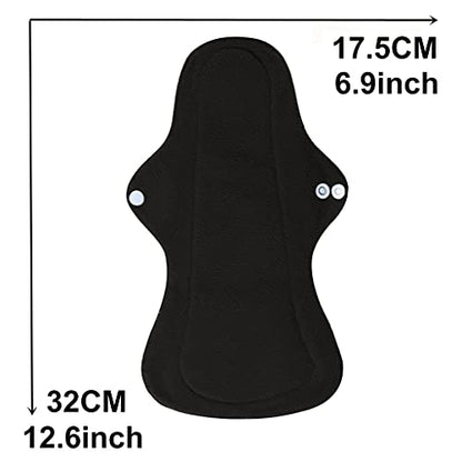 6pcs Resuable Incontinence Pads Resuable Waterproof Resuable Menstrual Pad Sets Including 5Pcs Heavy Flow Menstrual Pads Mama Cloth Sanitary Napkins + 1Pc Mini Wet Bag - color: 6 Pieces Set 3, size: Heavy Flow Bamboo Charcoal