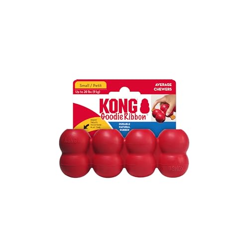 KONG Goodie Ribbon - Stuffable Natural Rubber Dog Toy - with Four Fillable Goodie Grippers for Enrichment Play - Bone-Shaped Chew Toy - for Small Dogs - size: Small (Pack of 1)