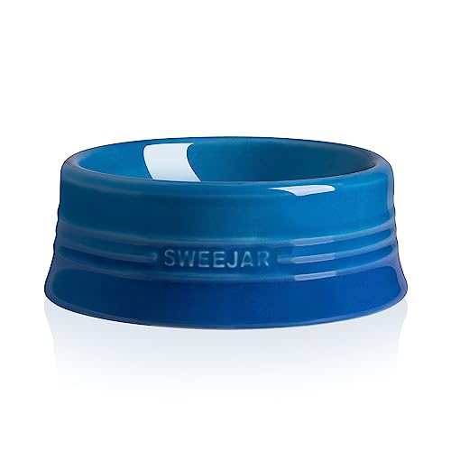 Sweejar Gradient Dog Bowl, Ceramic Dog Food Dish for Medium Dogs and Cat, Porcelain Pet Bowl for Food and Water 18 oz (Gradient Navy) - color: Gradient Navy, size: Medium (18oz)