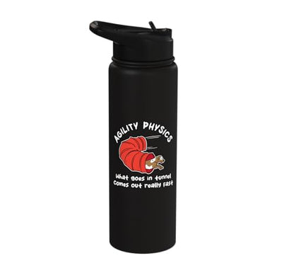 Dog Agility Design For Dog Handler - What Goes In Tunnel Stainless Steel Insulated Water Bottle - color: Black