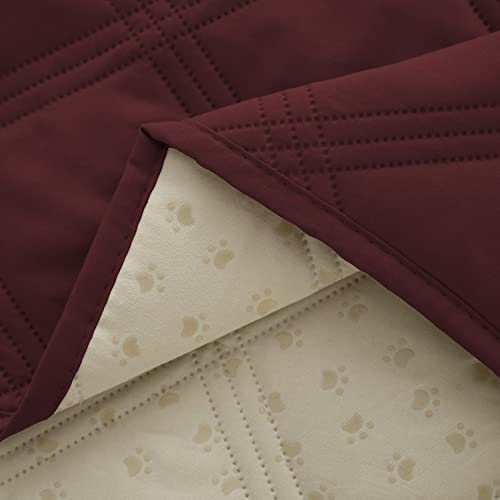 Ameritex Waterproof Dog Bed Cover Pet Blanket with Anti-Slip Back for Furniture Bed Couch Sofa - color: Burgundy, size: 30x60 Inch (Pack of 1)