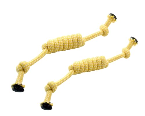 Durable Cotton Rope Dog Toy for Small Chewers, Tug of War Chew Toy with Knots, Teeth Cleaning Puppy Toy for Small -Extra Small Dogs, Bite Resistant Fetch Training Toy (Yellow) - color: Yellow