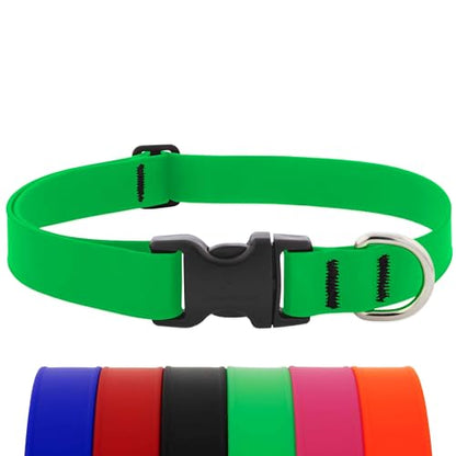 LupinePet Waterproof Splash Dog Collar, Neon Green, 1-inch Wide, adjusts 25-31", Made with BioThane - color: Neon Green, size: X-Large: Adjusts from 25 to 31 in, 1-in wide