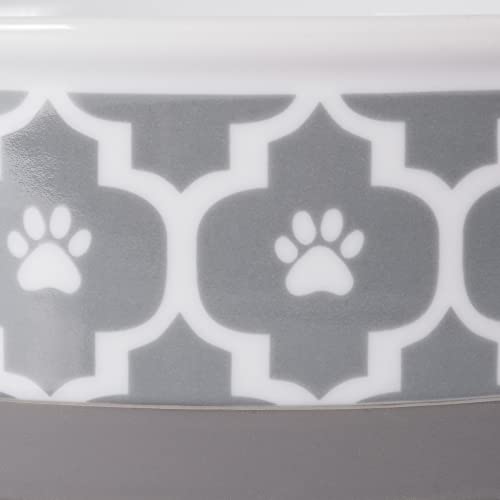 Bone Dry Lattice Collection Pet Bowl & Canister, Small Set, 4.25x2", Gray, 2 Count - color: Gray, size: Small Set, 4.25x2"